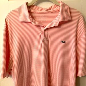 Vineyard Vines Stripe Polo (Pink)-Large